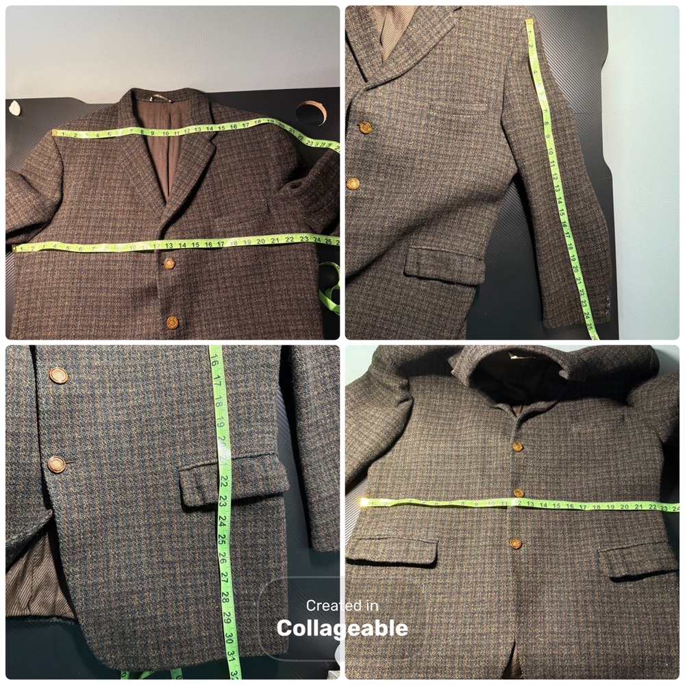 Vintage 1960s Burton Tailored Harris Tweed Blazer Jacket Pure Scottish Wool XL - Picture 16 of 16